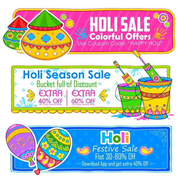 Holi banner voor verkoop en promotie — Stockvector