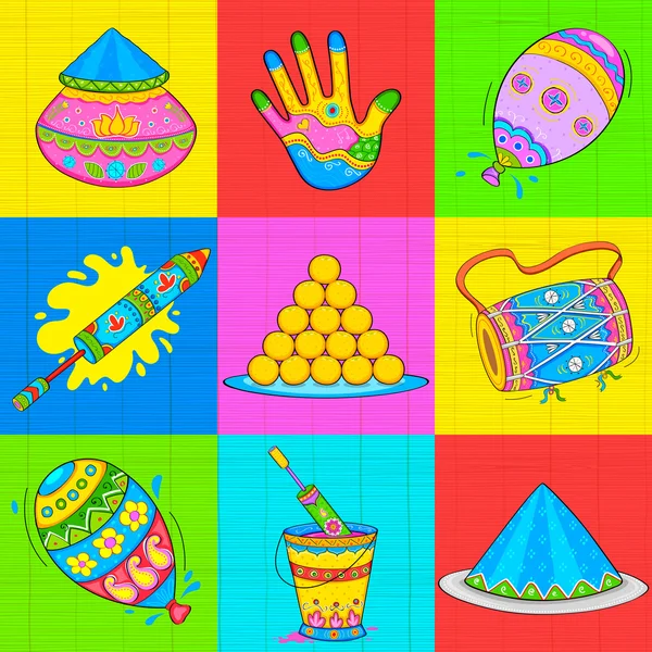 Holi element in Indian kitsch style — Stock Vector