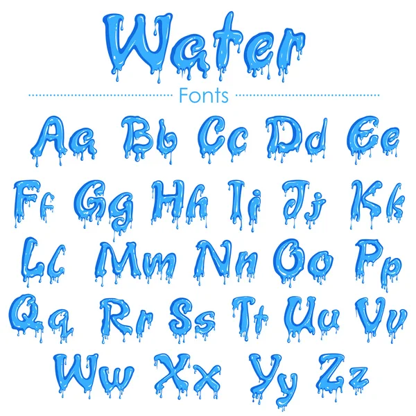 English font in water texture — Stock Vector