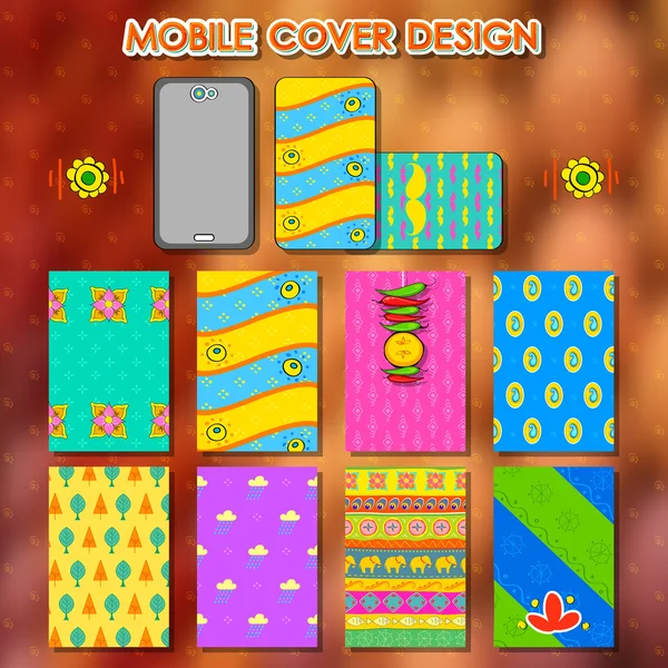 Modèle de couverture mobile de style kitsch indien — Image vectorielle