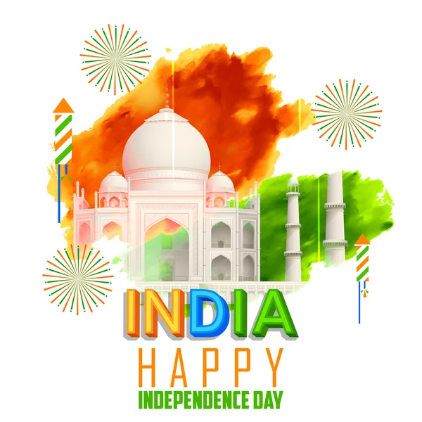 Taj Mahal con Grunge Tricolor India — Vector de stock