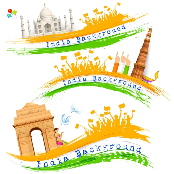 Banner y encabezado para la celebración de la India — Archivo Imágenes Vectoriales