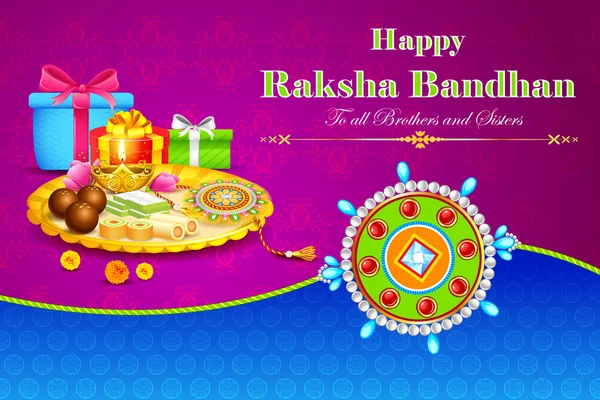 Tali decorado con Rakhi para Raksha Bandhan — Vector de stock