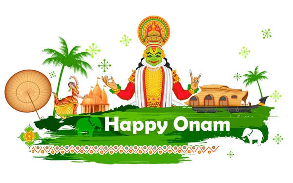 Onam Hintergrund zeigt Kultur von Kerala — Stockvektor