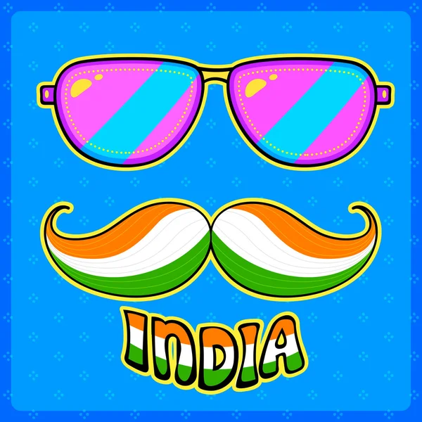 Indisk kitsch stil mustasch och glasögon — Stock vektor