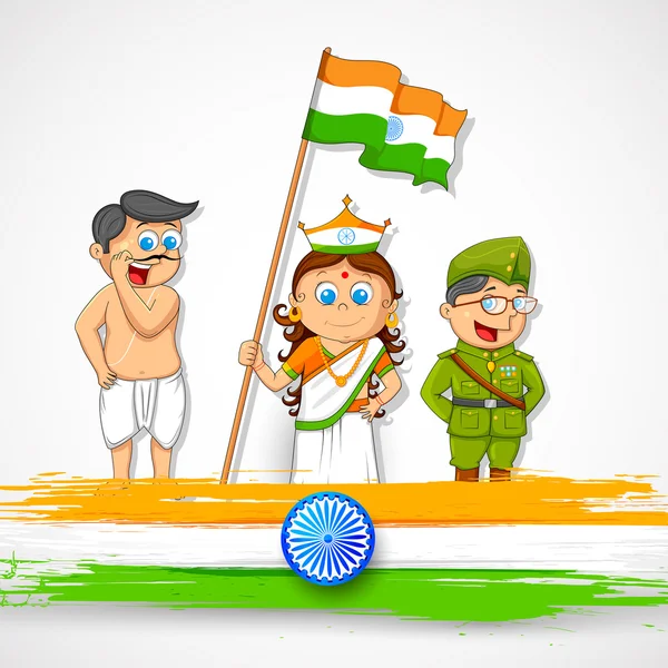 Kids in fancy dress of Indian freedom fighter — Stock Vector