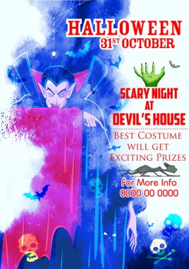 scary Dracula in Halloween night clipart