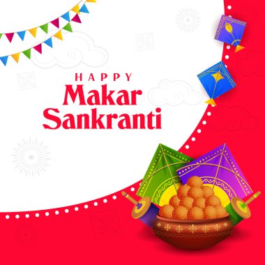 Hindistan festivali için renkli uçurtmalı Makar Sankranti duvar kâğıdı.