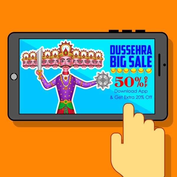 Ravana mutlu Dussehra mobil uygulama satış promosyon için — Stok Vektör