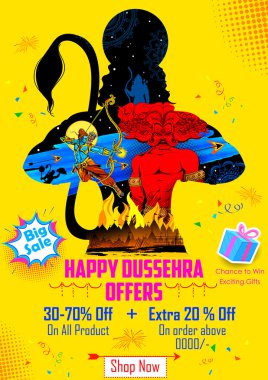 Tanrı Rama Ravana mutlu Dussehra olarak öldürmek