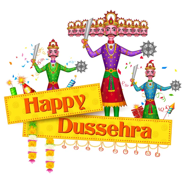 Ravan Dahan mutlu Dusshera kutlama için — Stok Vektör