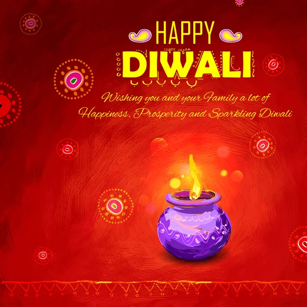 Happy Diwali fond aquarelle colorée diya — Image vectorielle