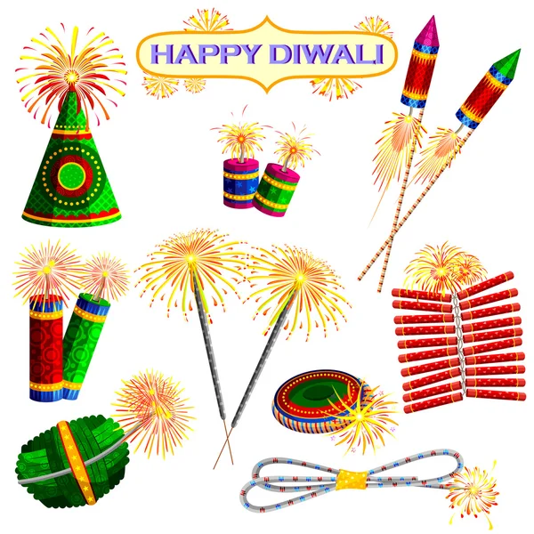 Fogo de artifício colorido para diversão de férias Diwali — Vetor de Stock