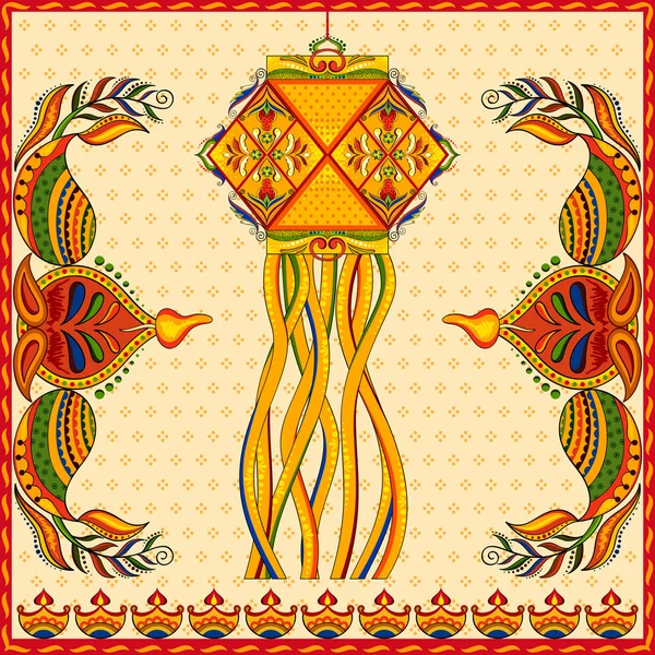 Lampa wisząca kandil i diya dekoracji Diwali — Wektor stockowy