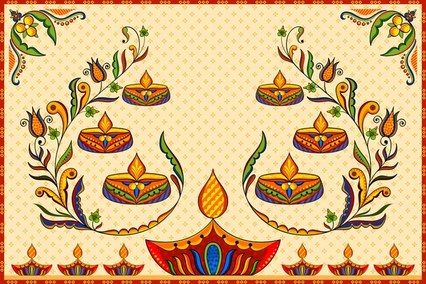 Happy Diwali background with diya — Stock Vector
