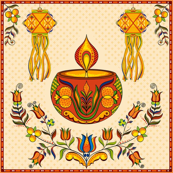 HANGLAMP kandil en diya voor Diwali decoratie — Stockvector