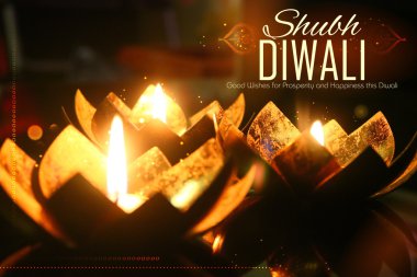 Diya Diwali arka plan üzerinde Golden lotus şeklinde