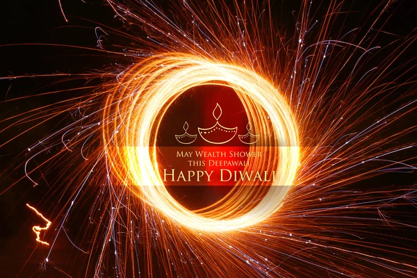 Happy Diwali background with diya and firecracker — Stock Photo, Image