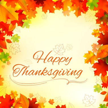 Mutlu Şükran günü arka plan akçaağaç yaprakları ile