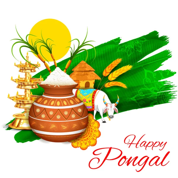 Happy Pongal pozdrowienie tła — Wektor stockowy