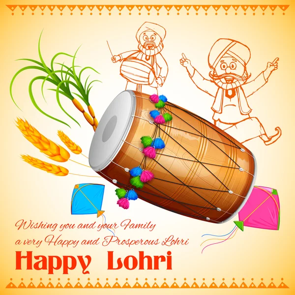 Illustration Happy Lohri Holiday Background Punjabi Festival Party ...