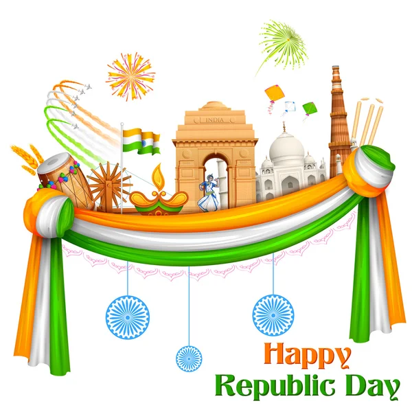 Feliz Día de la República de India antecedentes — Vector de stock