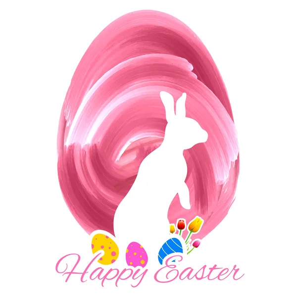 Conejito con huevo de colores en la tarjeta de Pascua — Vector de stock