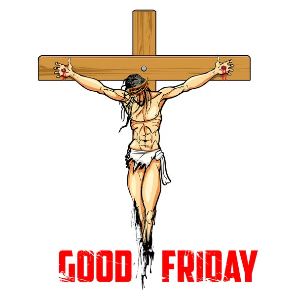 Jesus Christ on cross for Good Friday — Stock Vector