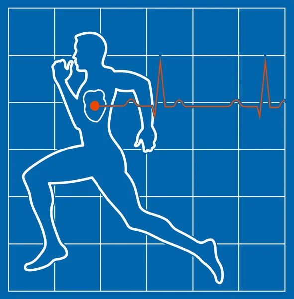 Пробіжна людина символ серцево-судинної медицини — стоковий вектор