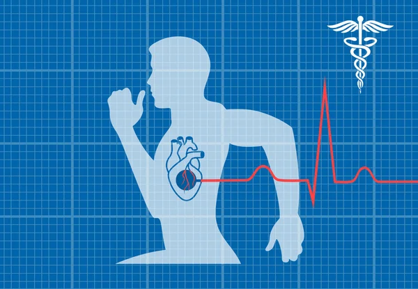 Běžící muž symbol kardiovaskulární medicíně — Stockový vektor