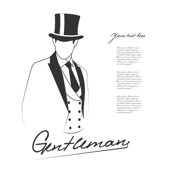 Silhouette d'un gentleman en smoking — Image vectorielle