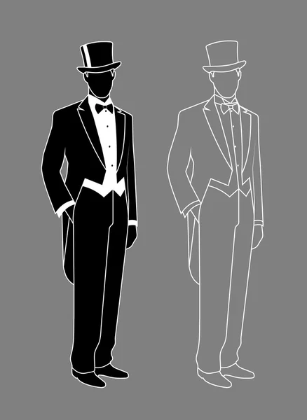 Silhouette of a gentleman in a tuxedo — Stock Vector