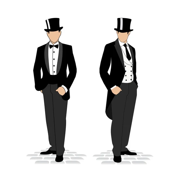 Silhouette of a gentleman in a tuxedo — Stock Vector