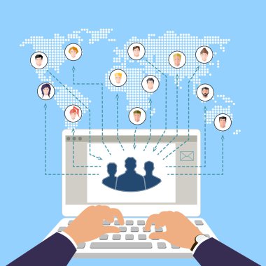 Modern iş ve ekip çalışması kavramı. sosyal ağlar. Online