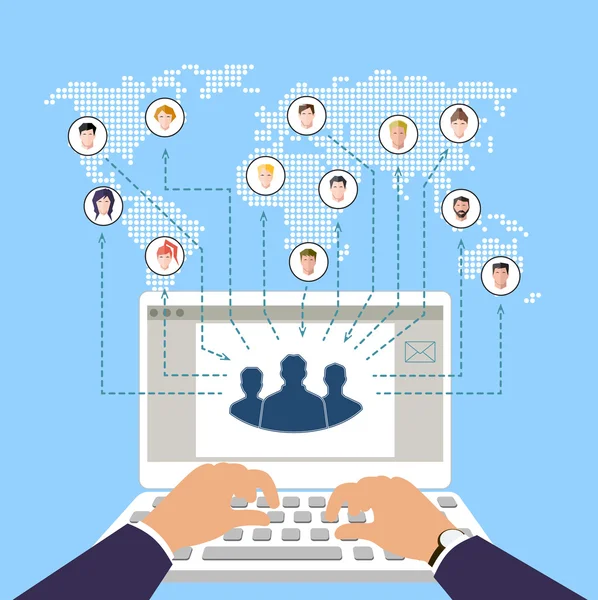 Modern iş ve ekip çalışması kavramı. sosyal ağlar. Online