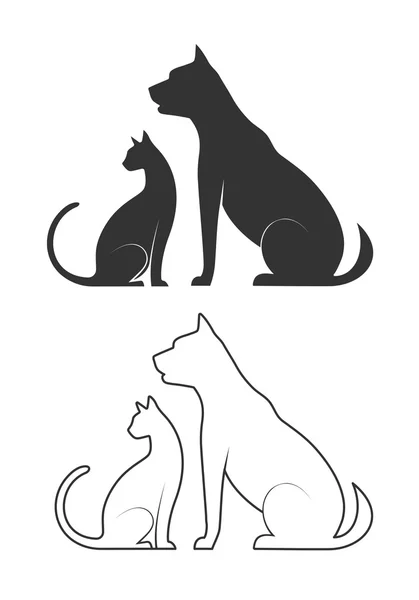Silhouettes of domestic animals — Stock Vector