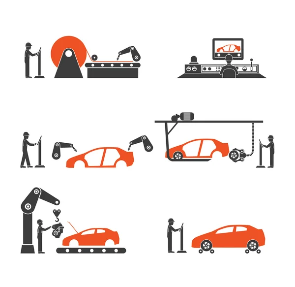 Icon car production line — Stock Vector