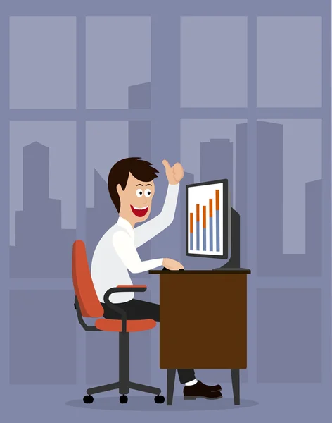 Vrolijk office worker.successful businessman.illustration — Stockvector