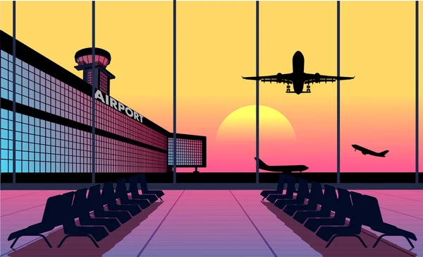 Pohled od terminálu letiště — Stockový vektor