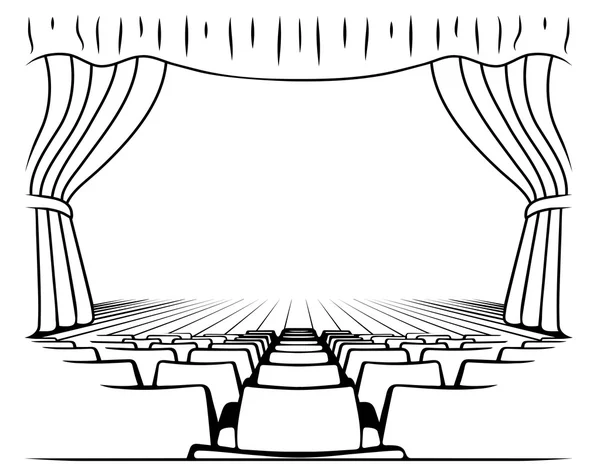 Preto e branco desenho cena teatral — Vetor de Stock