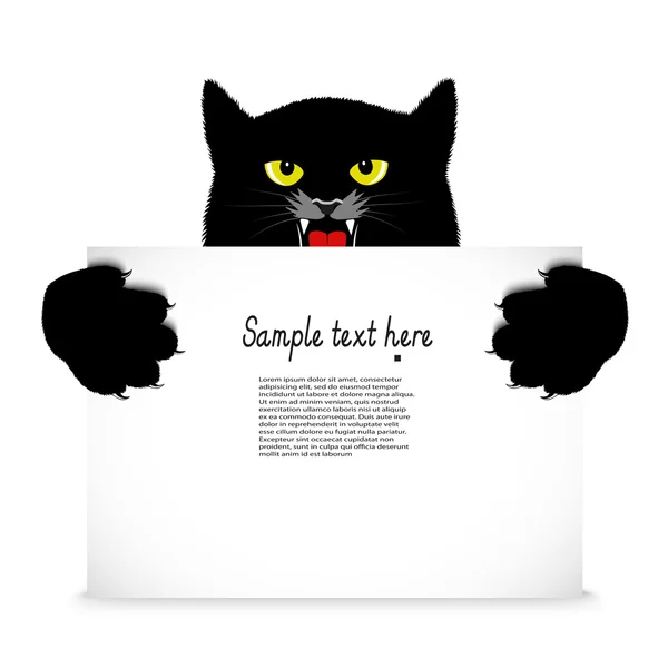 Gato enojado sostiene una pancarta — Archivo Imágenes Vectoriales