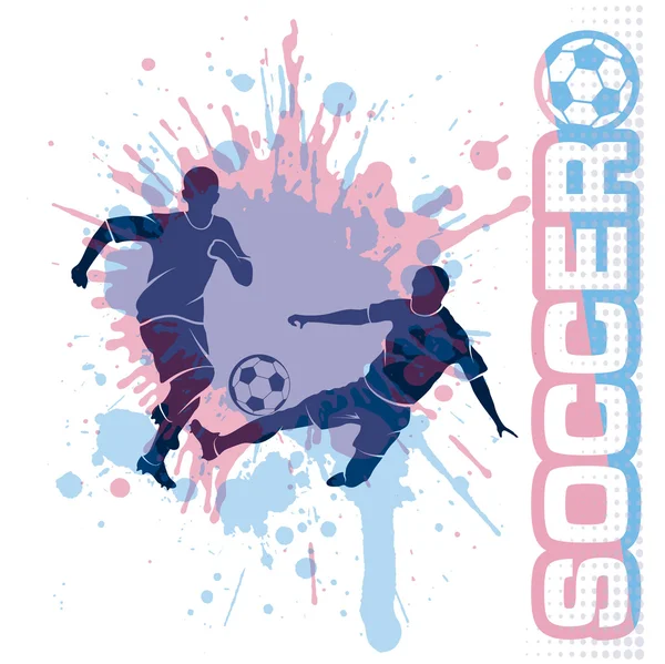 Voetbalwedstrijd, kick een bal, samenstelling grunge stijl — Stockvector