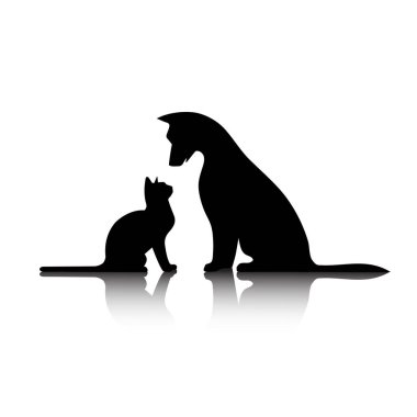 Köpek ve kedi resimlerinin silueti