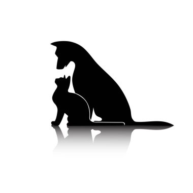 Köpek ve kedi resimlerinin silueti
