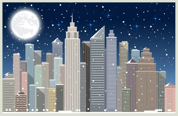 Winter City Landscape Vector Illustration — Stock Vector
