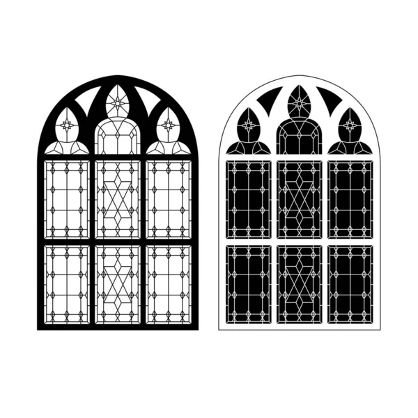 Ventanas Góticas Marcos Vintage Iglesia Vidrieras — Archivo Imágenes Vectoriales