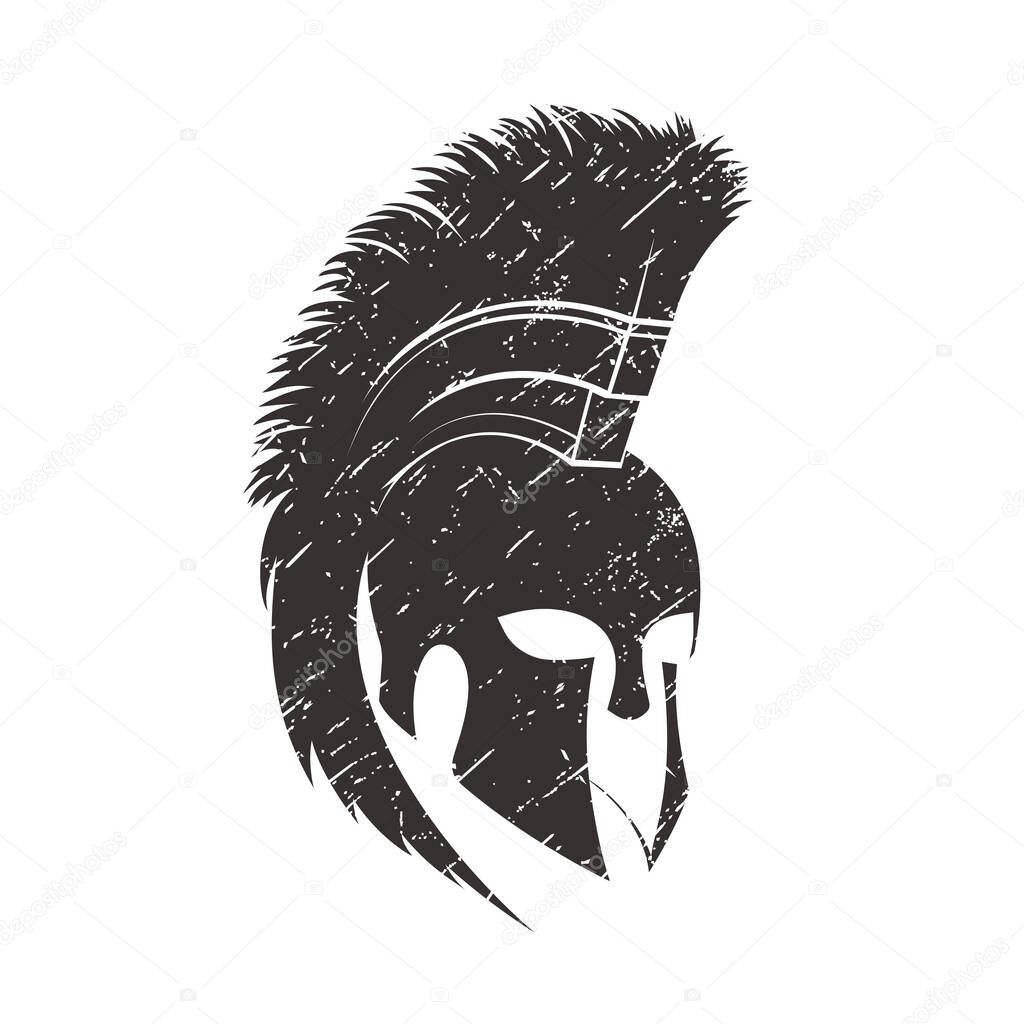 Spartan helmet vintage symbol in grunge style