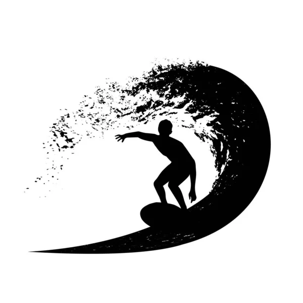 Surfista Ilustración Del Vector Onda — Archivo Imágenes Vectoriales