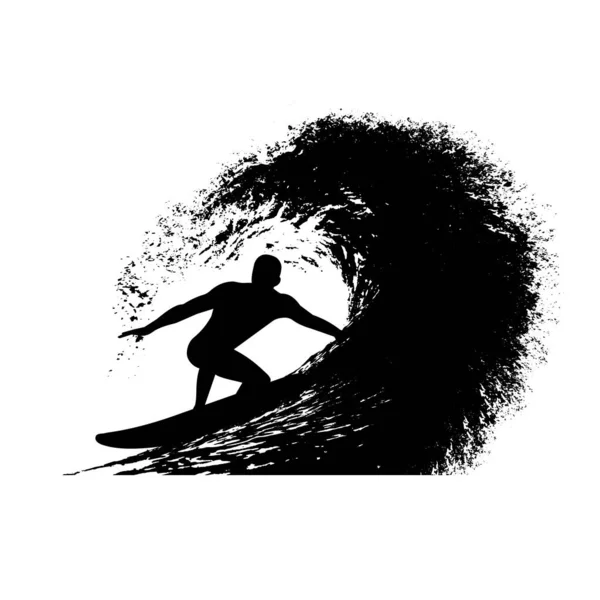 Surfer Sur Illustration Vectorielle Onde — Image vectorielle