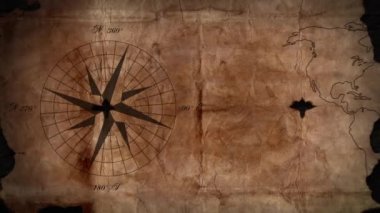 Pusula bir iğne ile eski harita